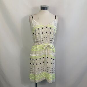 French Connection cream with yellow white black beads dress